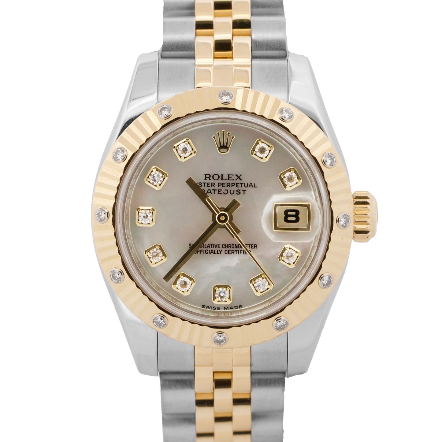 2013 Rolex DateJust 179313 MOP Diamond 18K Gold Steel Jubilee 26mm Box Papers