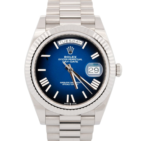 2025 PAPERS Rolex Day-Date President 40mm BLUE OMBRE White Gold 228239 Watch BOX