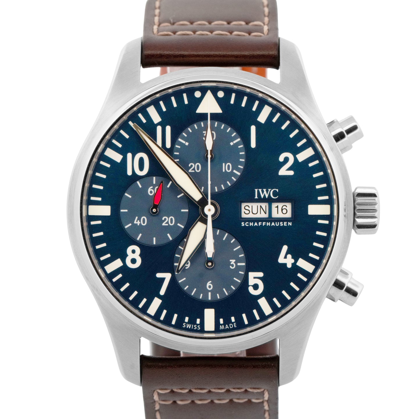 IWC Pilot Le Petit Prince BLUE 43mm Leather Chronograph Automatic IW377714 Watch