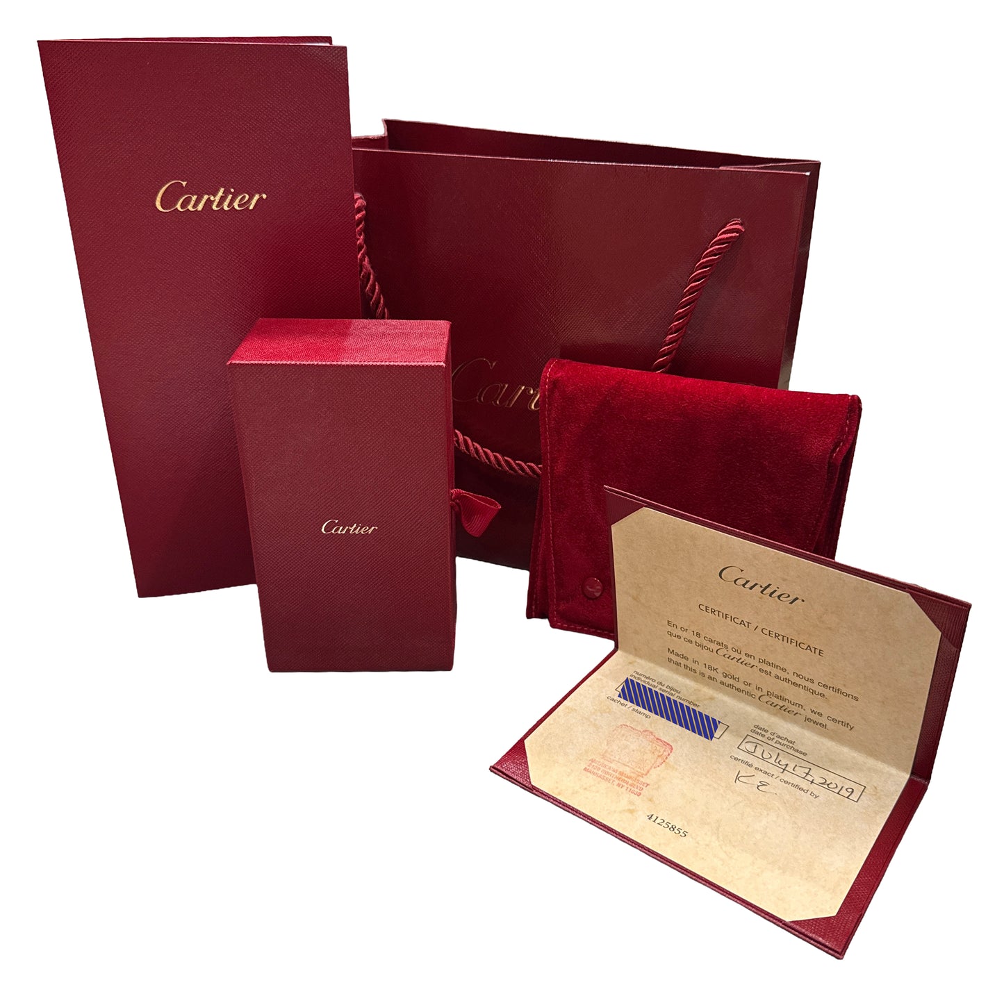 2019 PAPERS Cartier Juste Un Clou Nail Bracelet Size 19 18K Yellow Gold AU 750