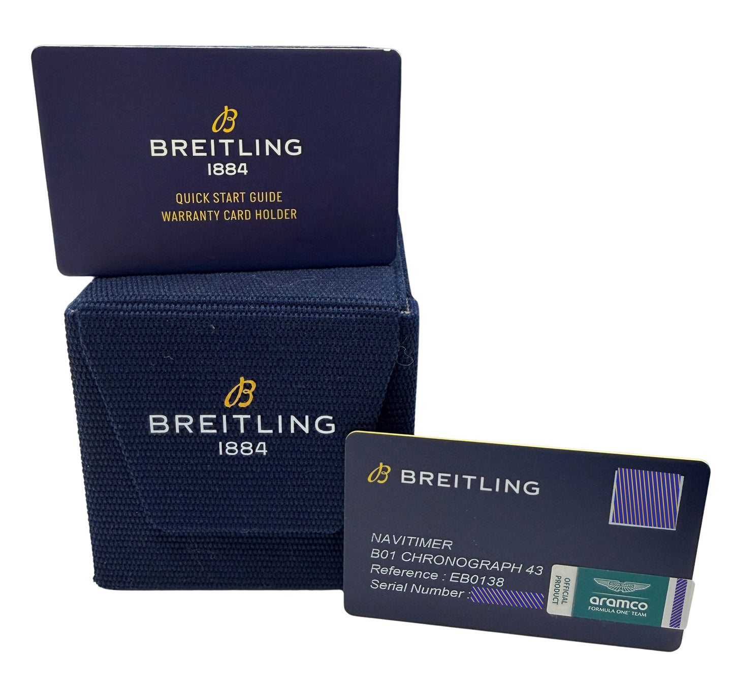 New 2026 Breitling Navitimer EB0138 Aston Martin F1 43mm Titanium Box Papers