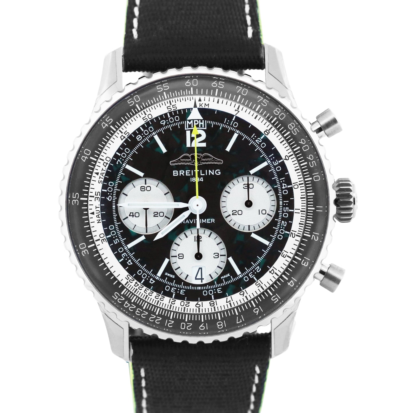 New 2026 Breitling Navitimer EB0138 Aston Martin F1 43mm Titanium Box Papers