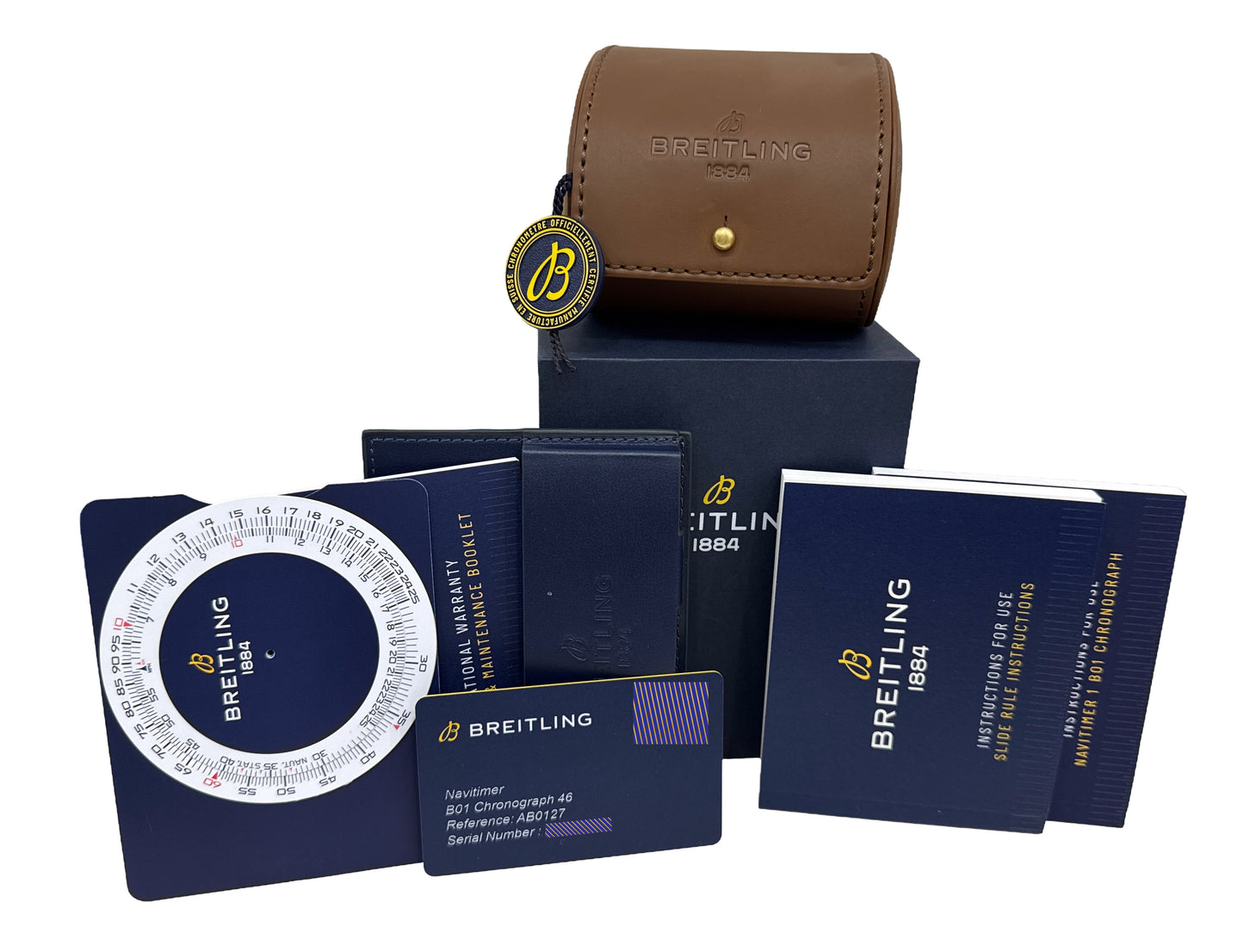 2021 PAPERS Breitling Navitimer B01 Chronograph BLUE Steel 46mm AB0127 Watch BOX