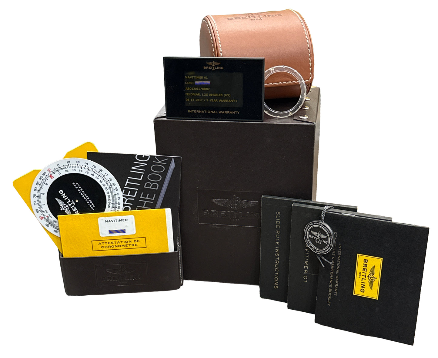 PAPERS Breitling Navitimer B01 43mm Steel BLACK Chronograph Watch AB0120 BOX