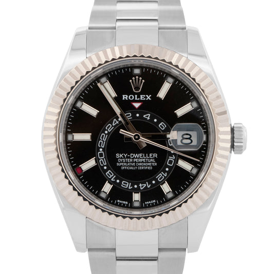PAPERS Rolex Sky-Dweller BLACK 42mm 18K Gold Stainless Steel 326934 OYSTER BOX