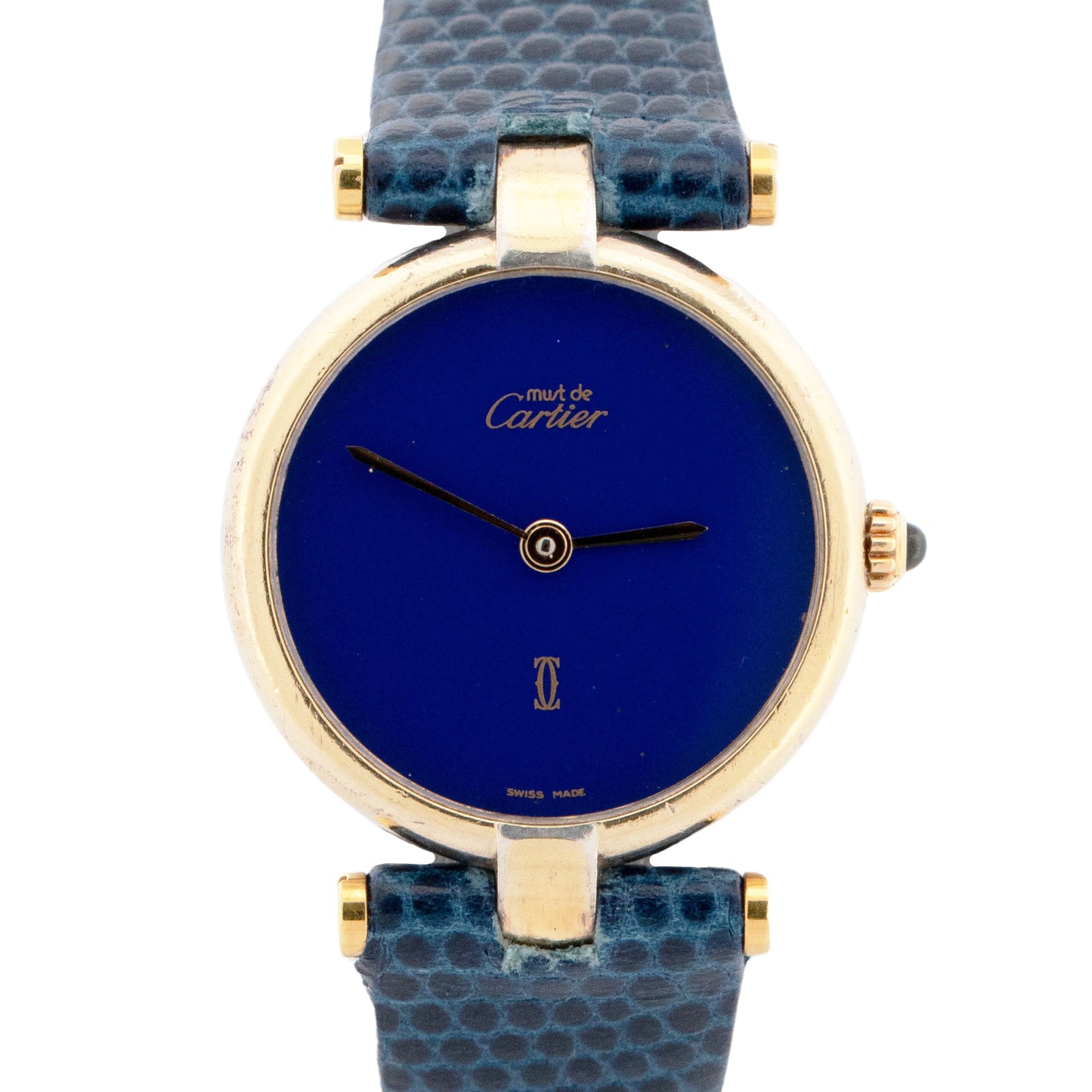 Cartier Vendome Yellow Gold Blue Lapis Vermeil Quartz 24mm 47436757 Watch