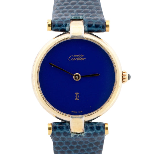 Cartier Vendome Yellow Gold Blue Lapis Vermeil Quartz 24mm 47436757 Watch