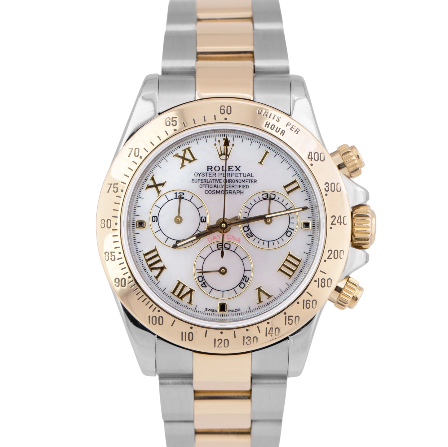 Rolex Daytona Cosmograph 40mm MOTHER OF PEARL Two-Tone Gold Steel Watch 116523