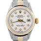 Ladies Rolex Date 26mm White DIAMOND Two-Tone JUBILEE Gold Fluted 6517 Watch
