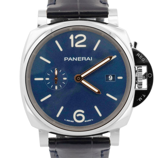2023 PAPERS Panerai Luminor Due Blue PAM01274 Steel 42mm Automatic Watch BOX