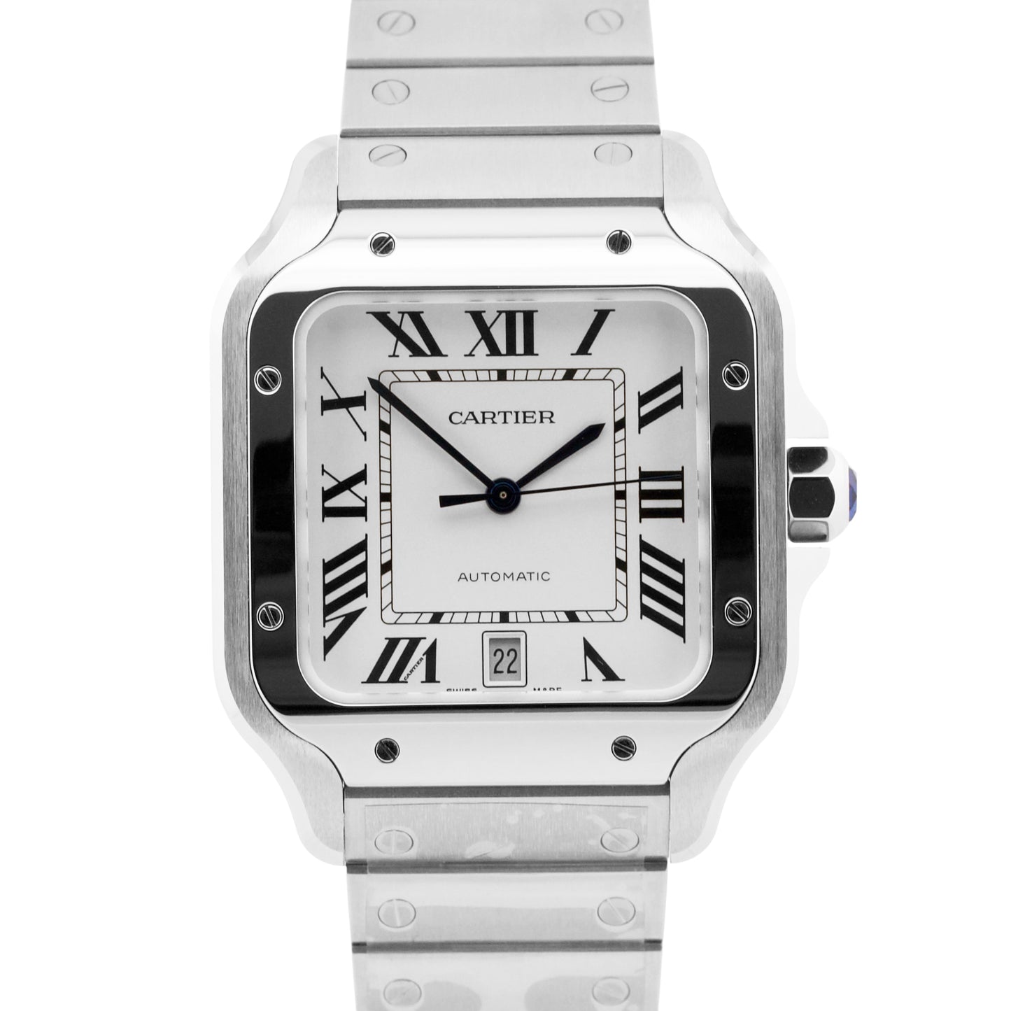 NEW JULY 2026 PAPERS Cartier Santos 39.8mm SILVER ROMAN Steel 4072 WSSA0018 BOX