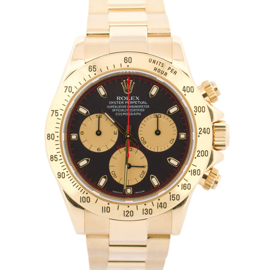 PAPERS Rolex Daytona Cosmograph Black NEWMAN 18K Yellow Gold 40mm 116528 BOX