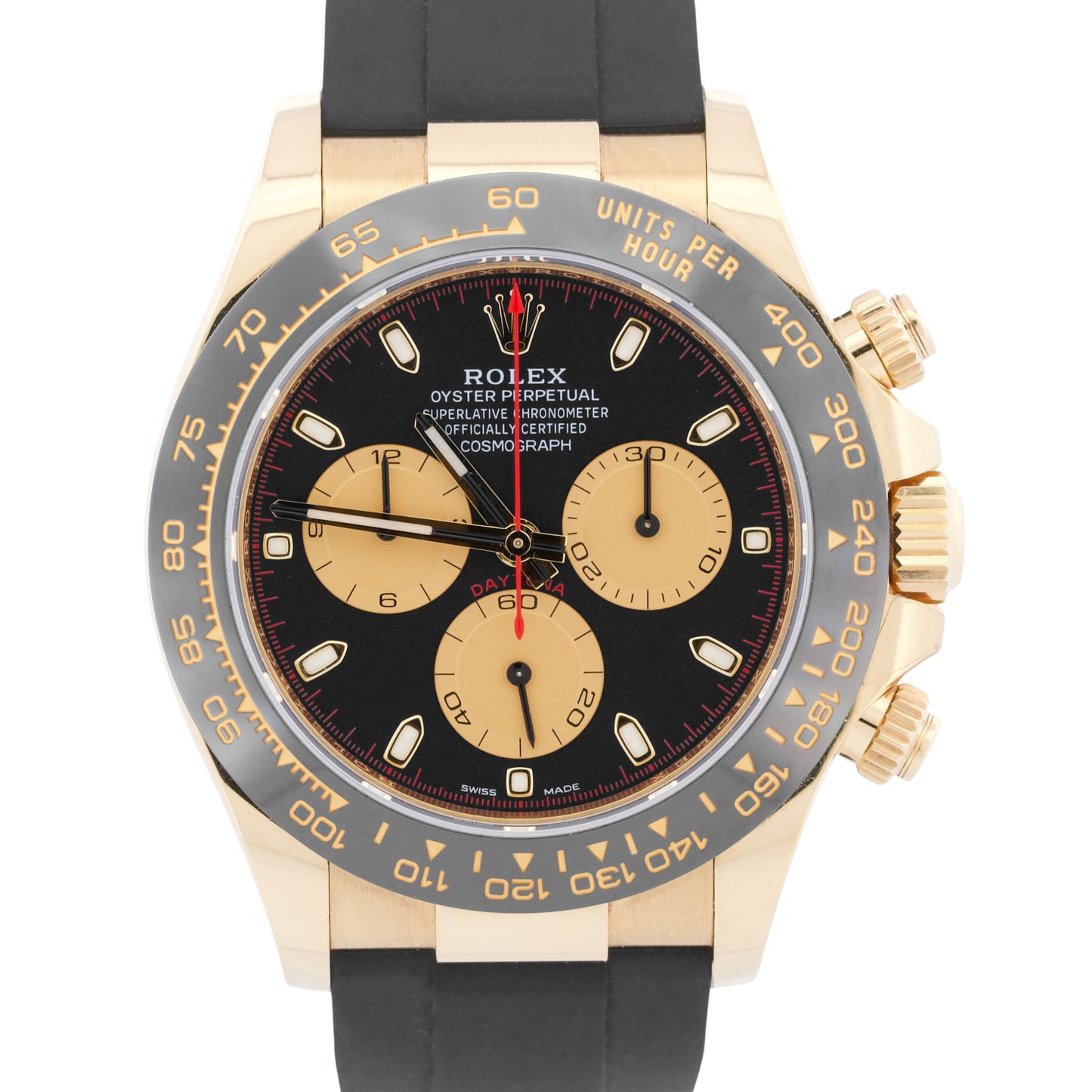 2022 PAPERS Rolex Daytona NEWMAN Black 18K Yellow Gold Oysterflex 116518 LN BOX
