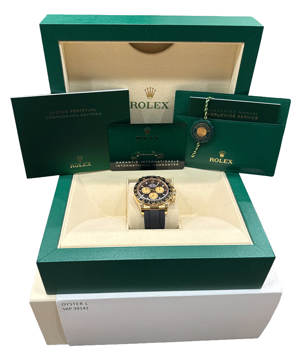 2025 Rolex Daytona 126518 LN Black Newman Oysterflex 18K Yellow Gold Box Papers