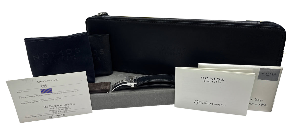 2020 Nomos Glashutte Zurich WorldTimer 807 Blue Steel 39.9mm Watch Box Papers