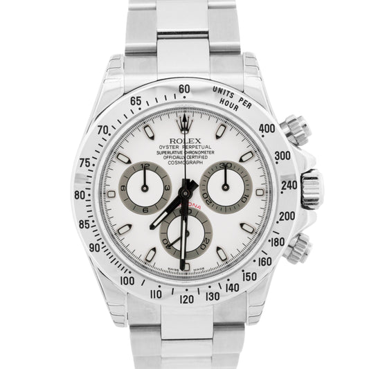 NOS STICKERED PAPERS Rolex Daytona Cosmograph WHITE Stainless 40mm 116520 BOX