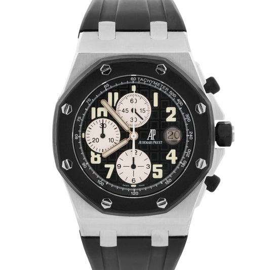 2005 PAPERS Audemars Piguet Royal Oak Offshore Steel BLACK 42mm 25940SK BOX