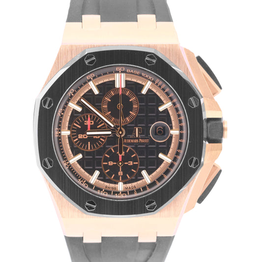 Audemars Piguet Royal Oak Offshore 18K Rose Gold BLACK Rubber 44mm 26401RO