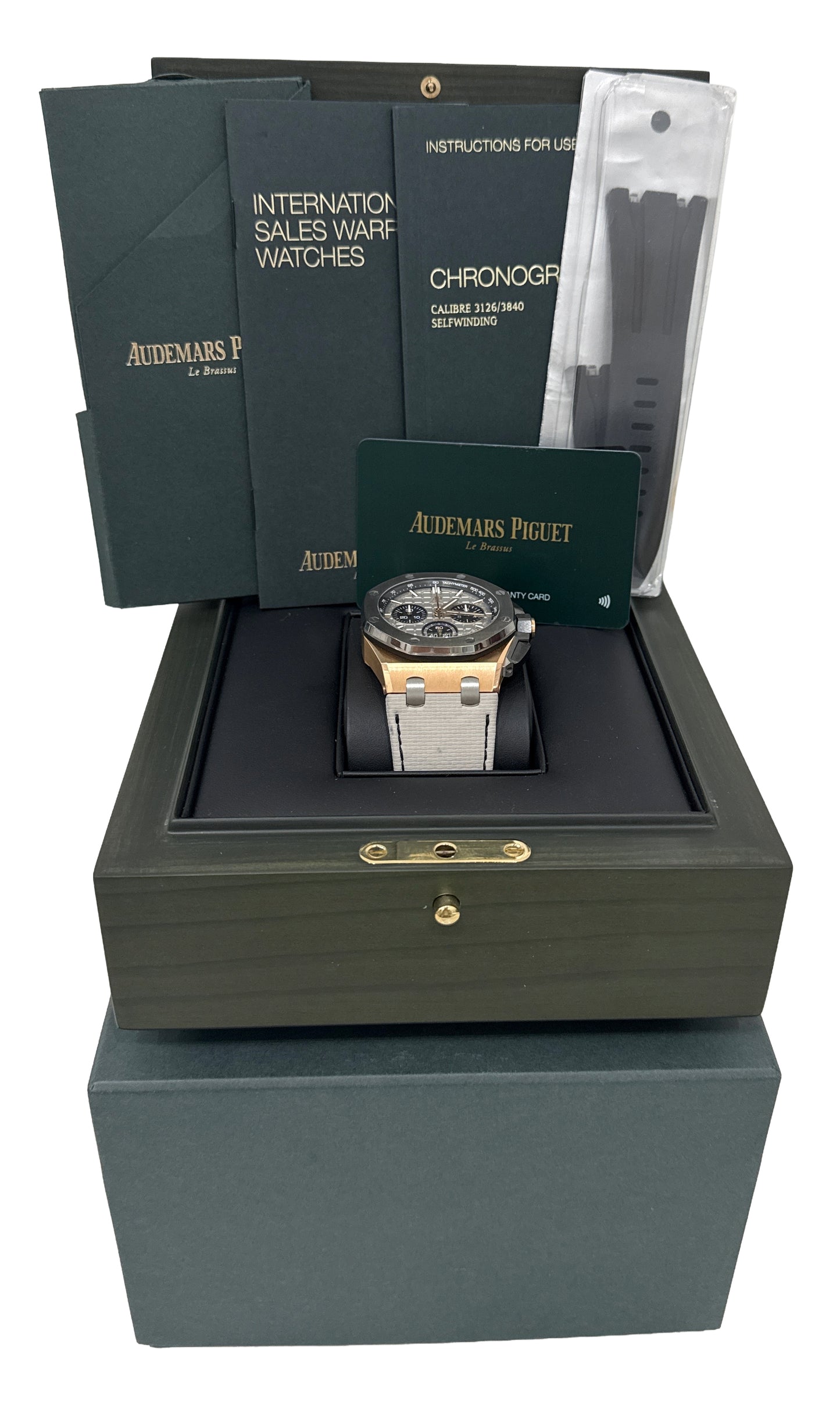 PAPERS Audemars Piguet Royal Oak Offshore GREY 18K Rose Gold 43mm 26420OI BOX