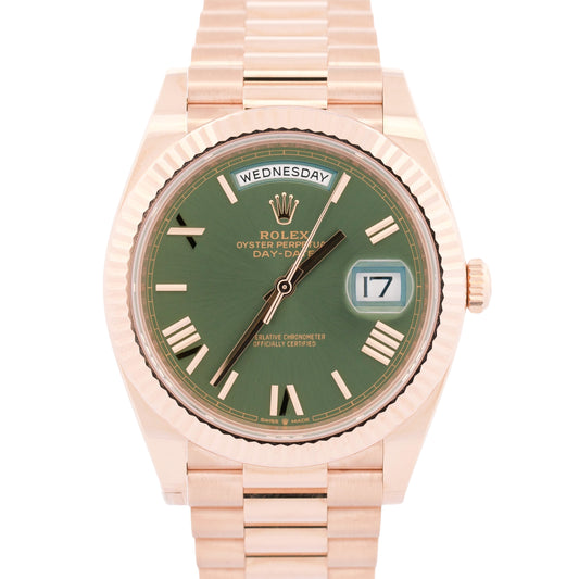 NEW 2026 PAPERS Rolex Day-Date President 40mm OLIVE GREEN 18K Gold 228235 BOX