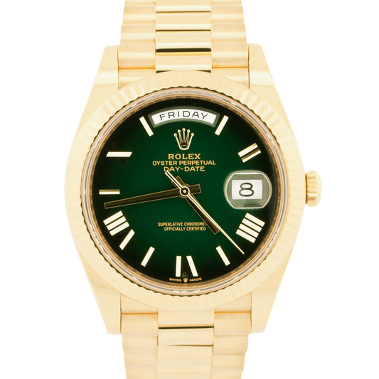 2024 PAPERS Rolex Day-Date President 18K Gold GREEN OMBRE 40mm 228238 BOX