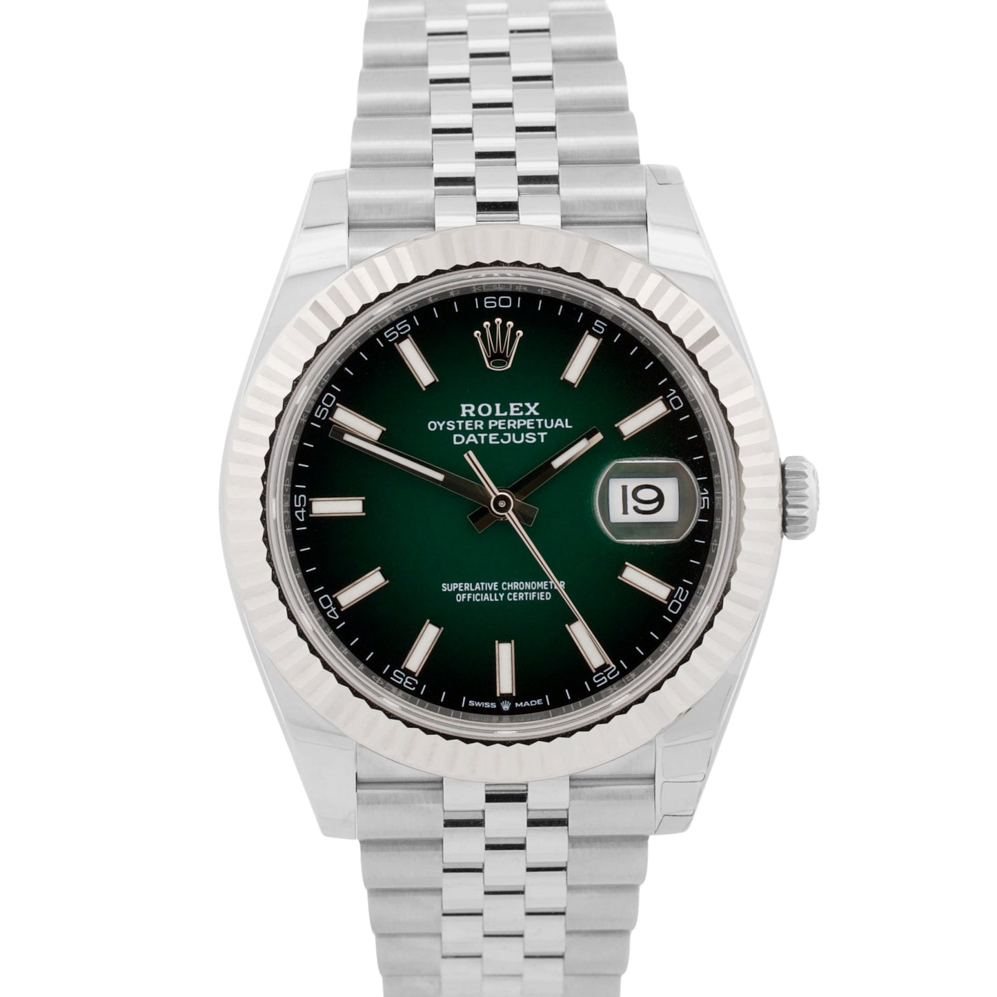NEW 2026 PAPERS Rolex DateJust GREEN OMBRE 18K Gold Steel 41mm JUBILEE 126334 BOX