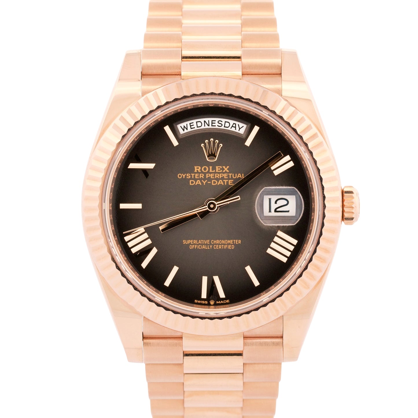 2024 Rolex Day-Date 228235 Slate Ombre Roman 18K Rose Gold 40mm Watch Box Papers