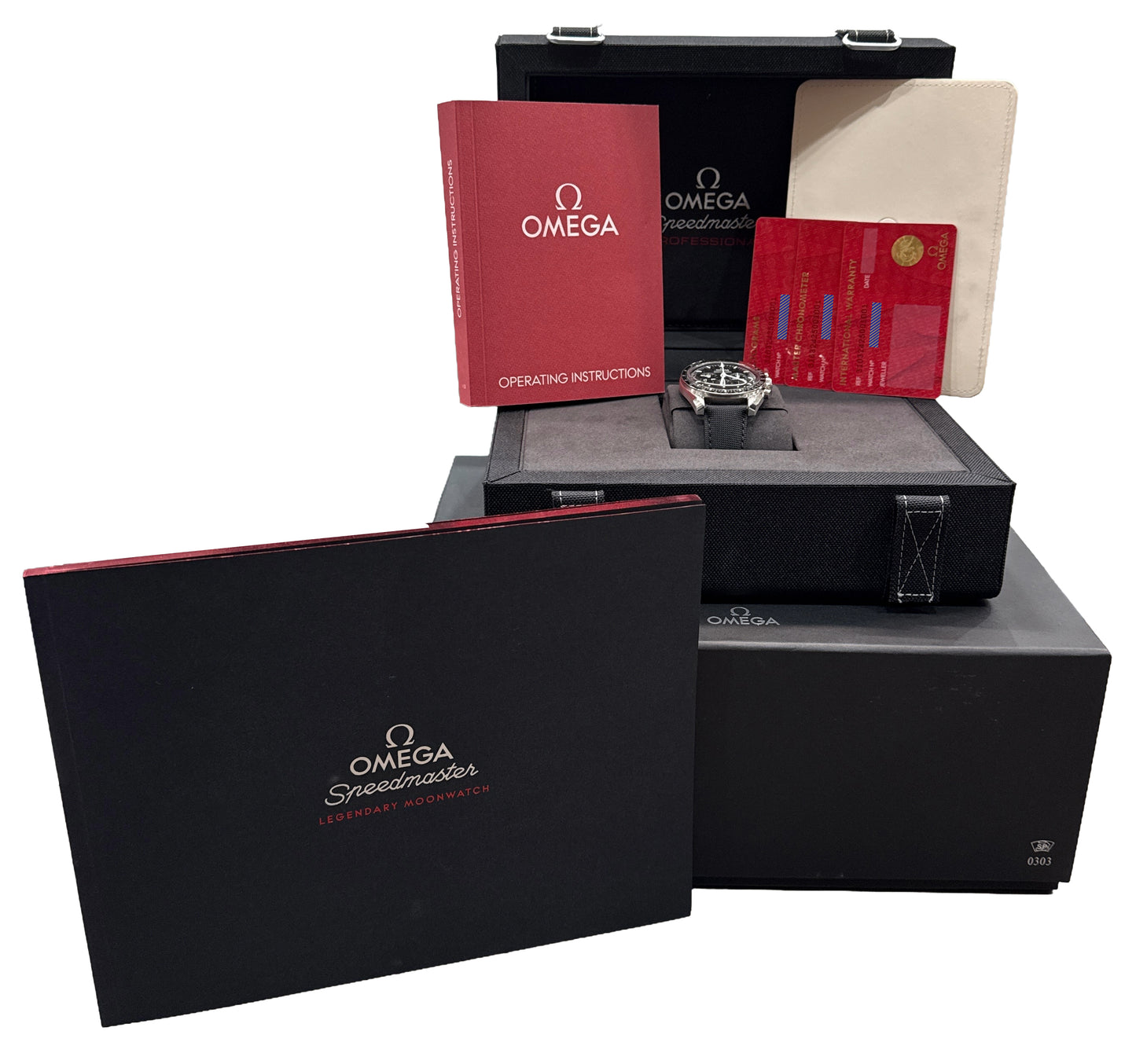 PAPERS Omega Speedmaster BLACK 42mm Stainless Steel 310.32.42.50.01.001 BOX
