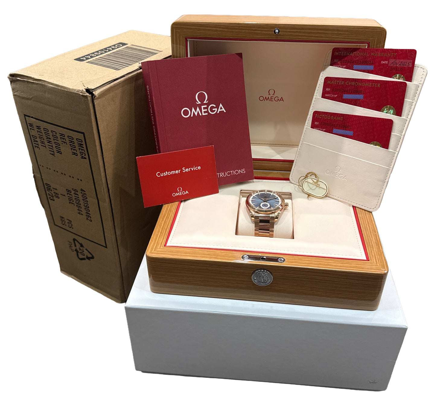 2025 PAPERS Omega Seamaster Aqua Terra BLUE 18K 41mm 220.50.41.21.03.001 BOX