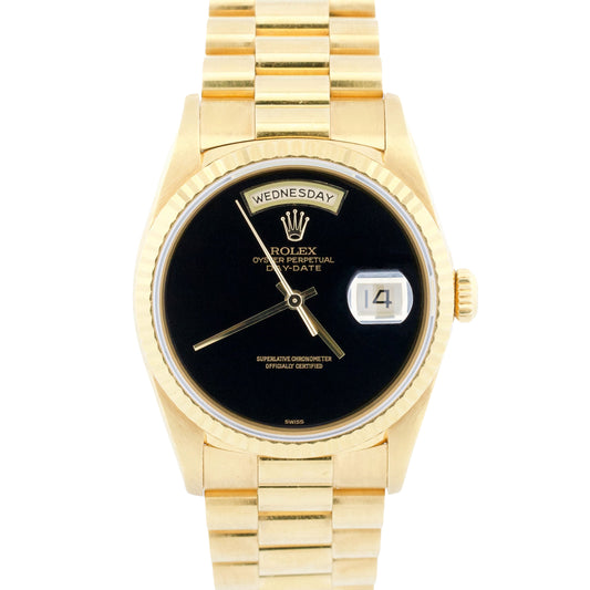 1993 Rolex Day-Date President FACTORY BLACK ONYX 36mm 18K Yellow Gold 18238