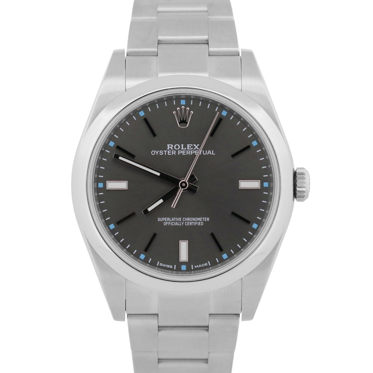 2019 Rolex Oyster Perpetual 114300 Rhodium Blue 39mm Steel Watch Box Papers