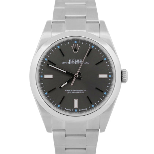 2019 Rolex Oyster Perpetual 114300 Rhodium Blue 39mm Steel Watch Box Papers