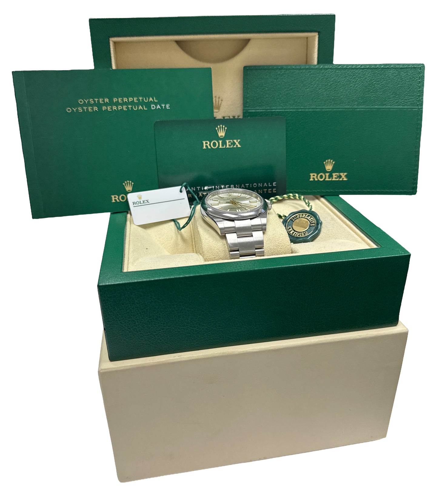 2020 PAPERS Rolex Oyster Perpetual 41 SILVER Stainless Oyster 41mm 124300 BOX