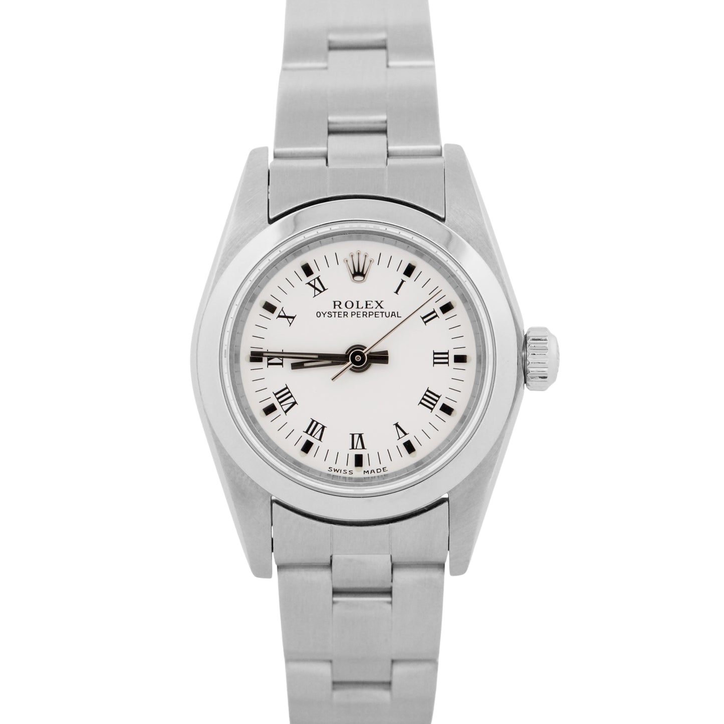 1999 Rolex Oyster Perpetual 24mm WHITE ROMAN Stainless Steel Oyster Smooth 76080