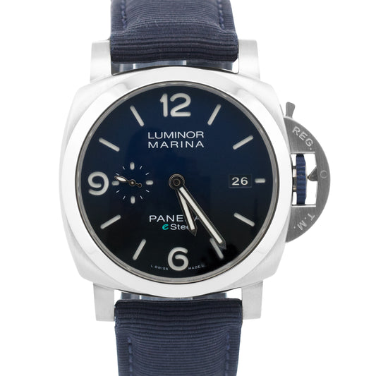 2022 PAPERS Panerai Luminor Marina BLU PROFONDO e-Steel Blue 44mm PAM01157 BOX