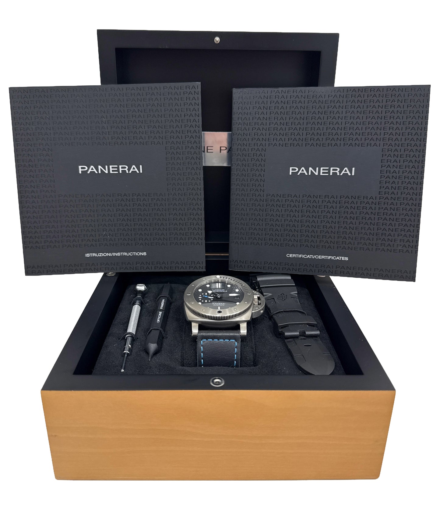 2018 PAPERS Panerai Luminor Submersible 1950 Titanium Rubber 47mm PAM01305 BOX