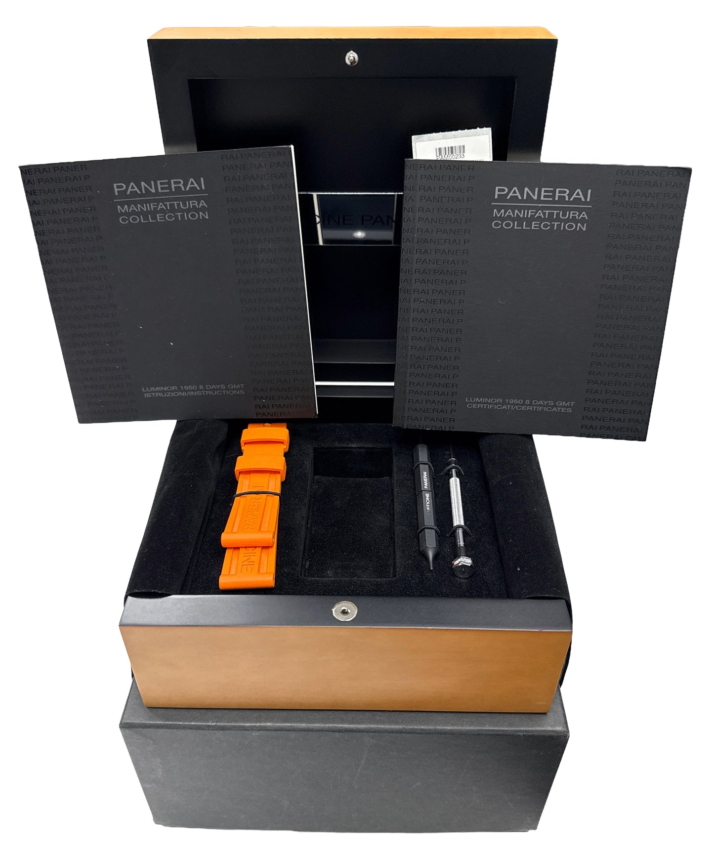 PAPERS Panerai Luminor Marina PAM00233 1950 GMT 8 Days DOT DIAL 44mm PAM233 BOX