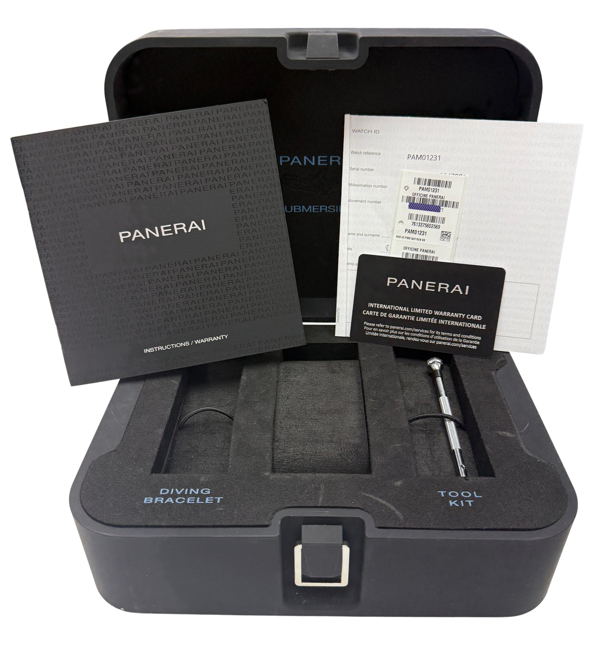 2025 Panerai Submersible Carbotech PAM01231 Black Blue Rubber 42mm Box Papers