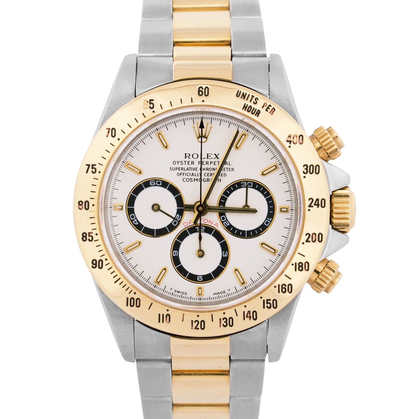 1993 Rolex Daytona Cosmograph PANDA White 18K Yellow Gold Stainless Steel 16523
