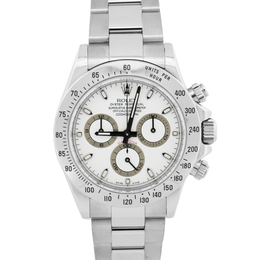 PAPERS Rolex Daytona Cosmograph WHITE Stainless Steel 40mm Watch 116520 BOX