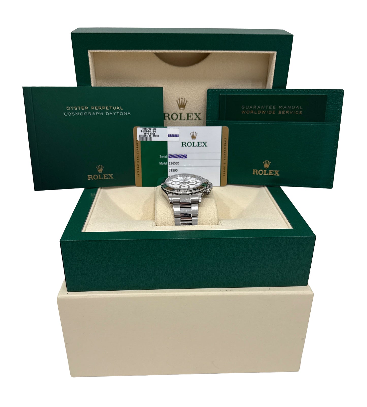 UNPOLISHED PAPERS Rolex Daytona Cosmograph PANDA White BLUE LUME 40mm 116520 BOX