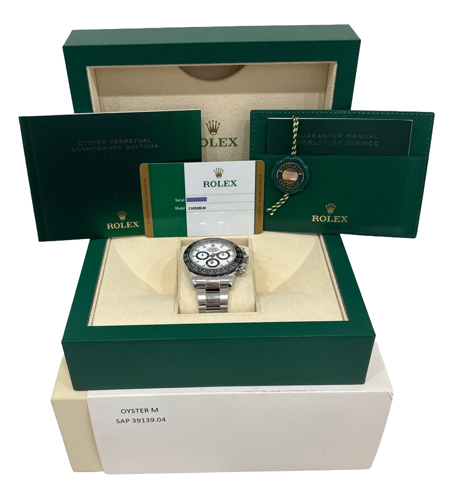 PAPERS Rolex Daytona PANDA White Ceramic Stainless Steel 40mm BOX 116500 LN