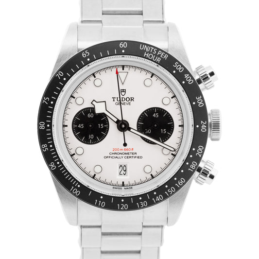 MINT PAPERS Tudor Black Bay Chrono 41mm PANDA White Stainless Watch 79360 BOX