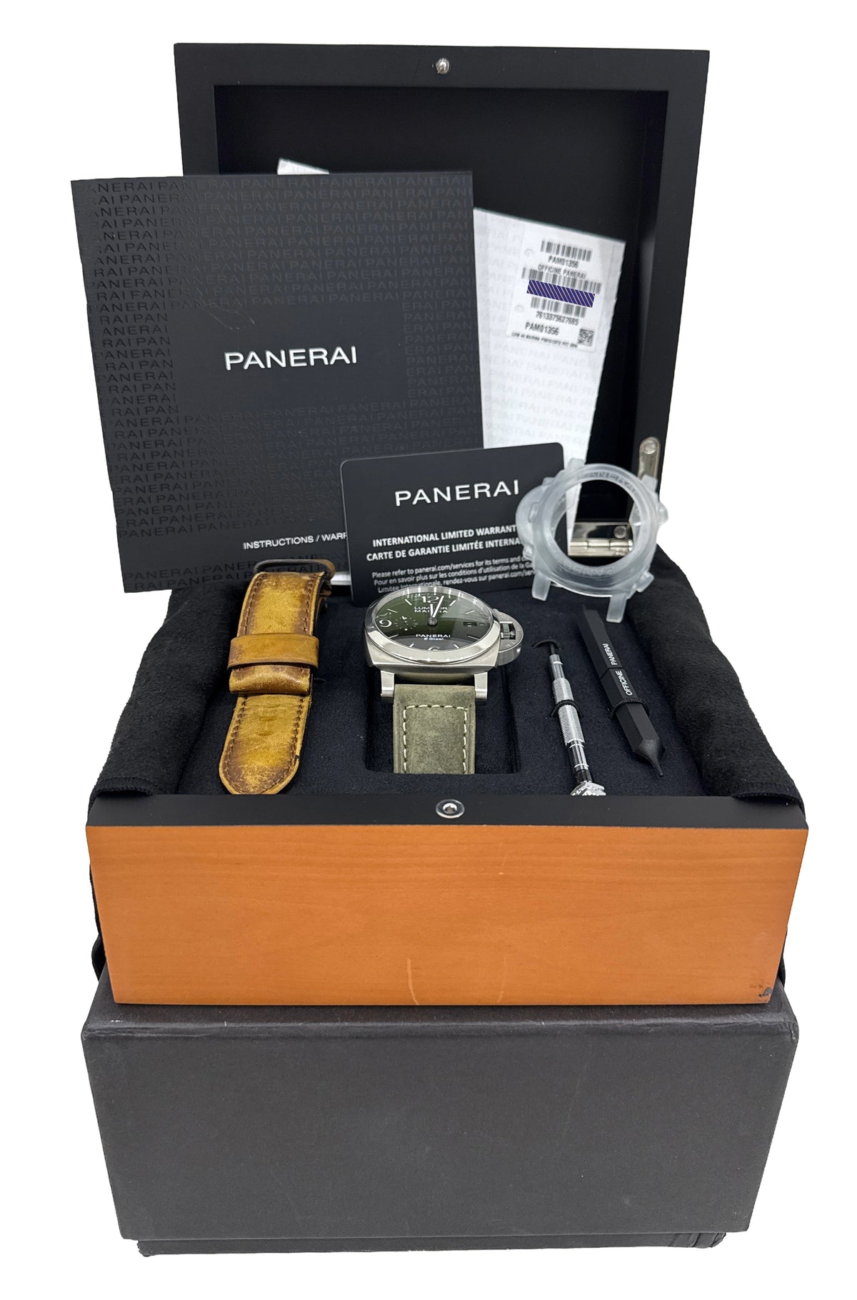 2022 Panerai Luminor Marina PAM01356 eSteel Verde Smeraldo Green 44mm Box Papers