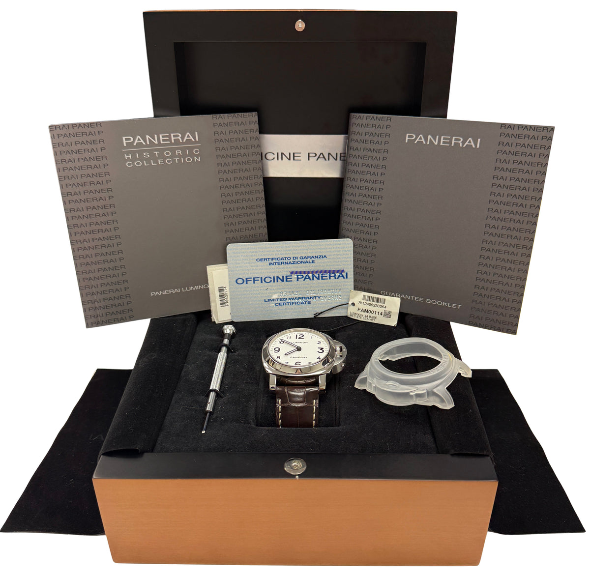2009 Panerai Luminor Base PAM00114 Steel White 44mm Manual PAM114 Box Papers