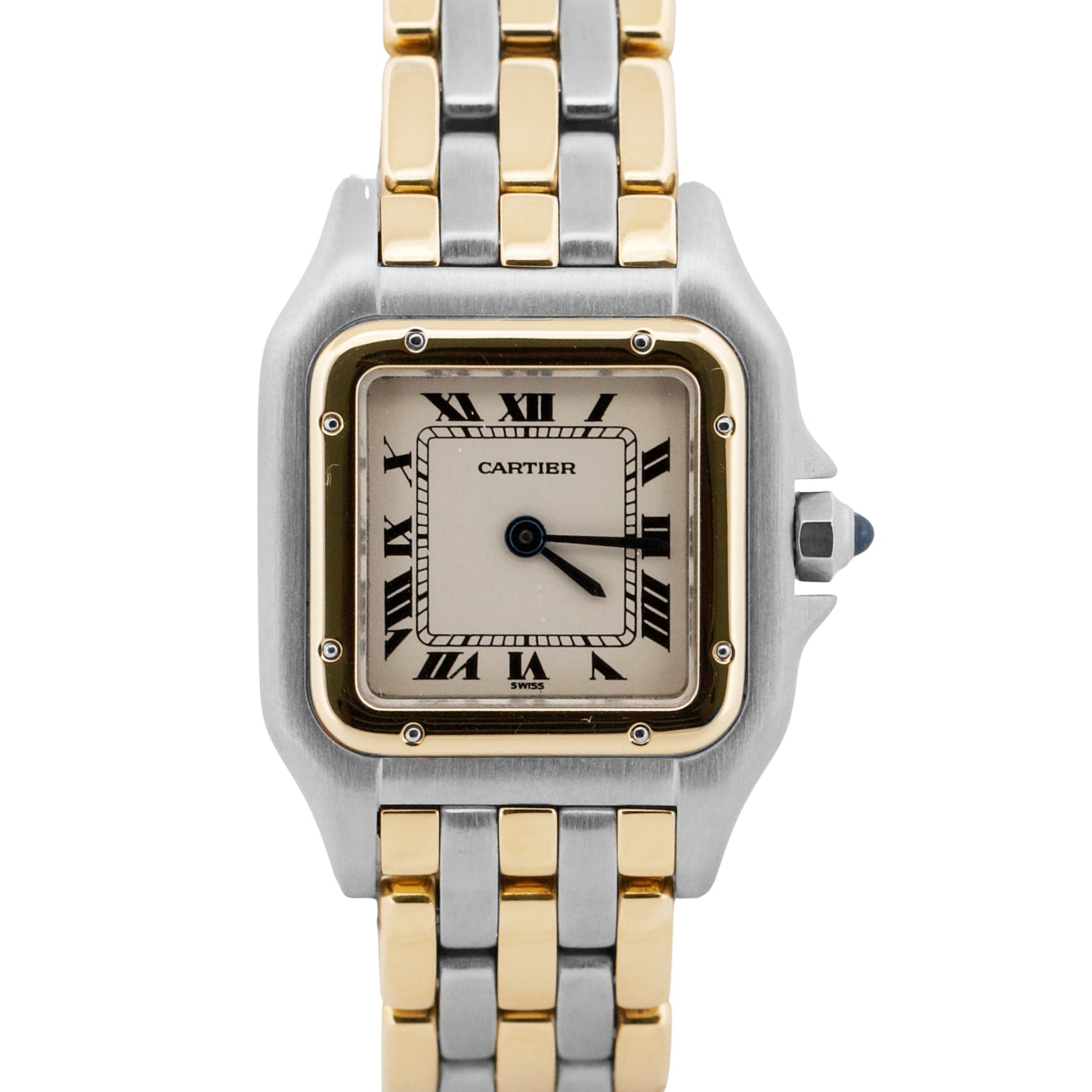 Ladies Cartier Panthere 6692 Three-Row 18K Gold Steel Ivory 22mm Quartz Watch