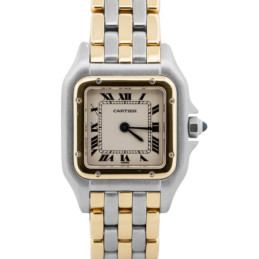 Ladies Cartier Panthere 6692 Three-Row 18K Gold Steel Ivory 22mm Quartz Watch