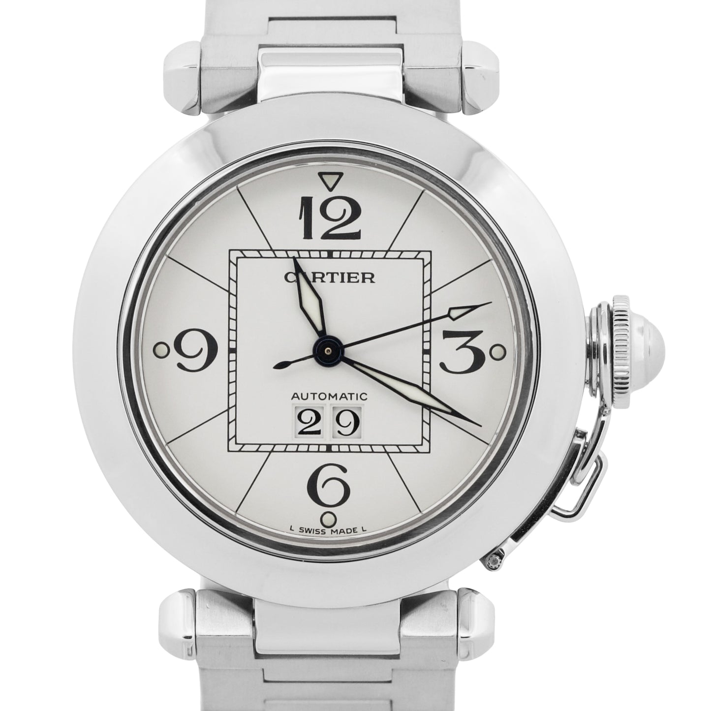 Cartier Pasha  35mm WHITE ARABIC Stainless Steel Automatic Watch 2475 / W31055M7