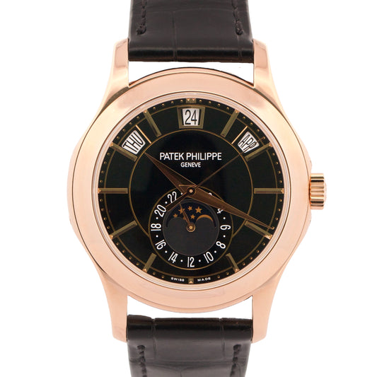 PAPERS Patek Philippe Annual Calendar Complications GREEN 18K Gold 5205R-010 BOX
