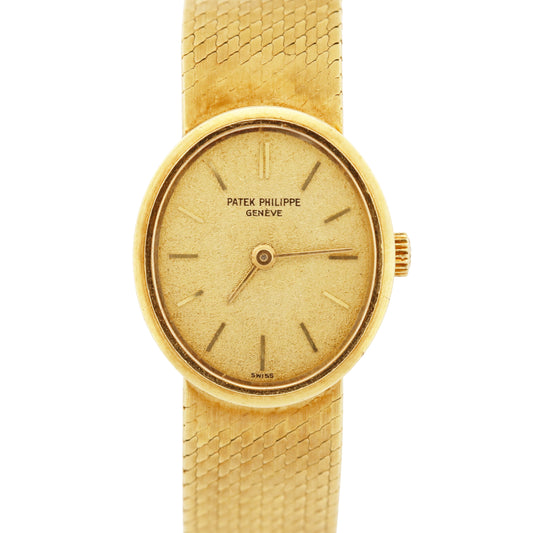 VINTAGE Ladies Patek Philippe Ellipse CHAMPAGNE 18K Yellow Gold 20mm Manual 3351
